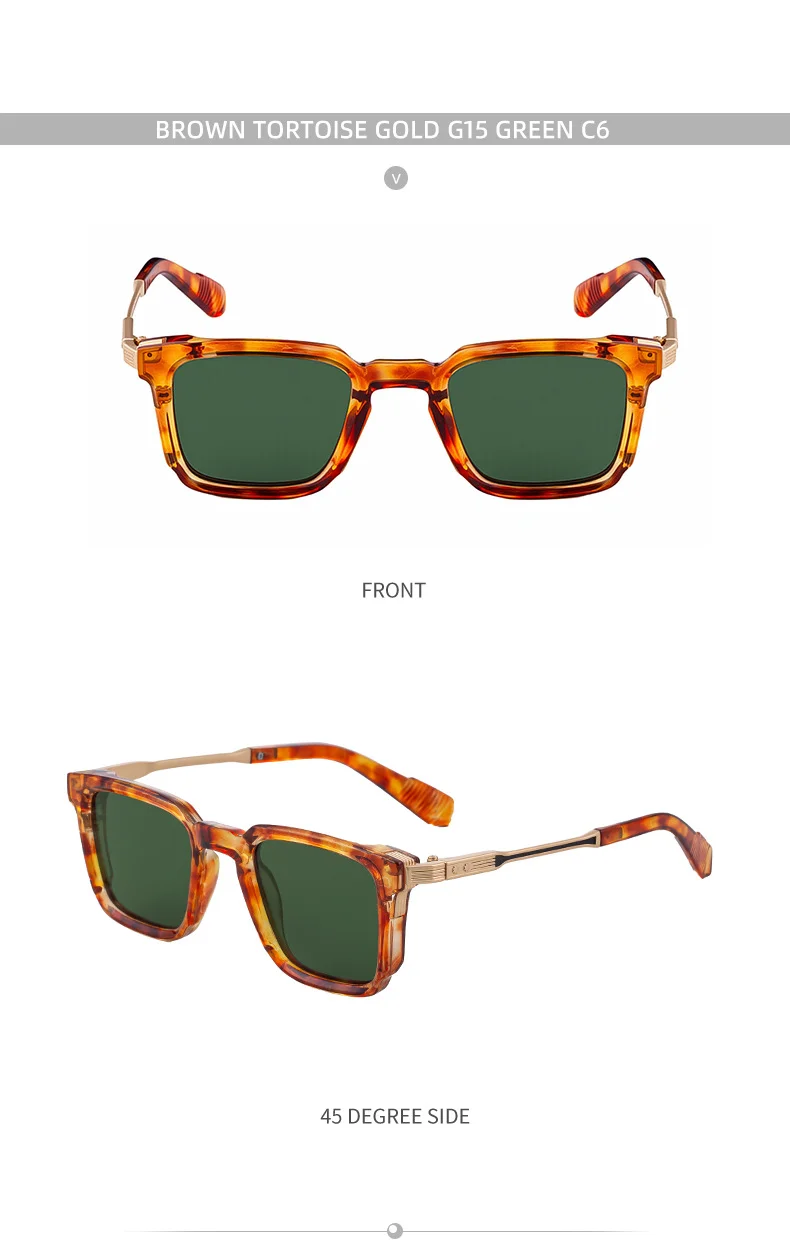 Black Zinc Alloy New Fashion Men's Square Sunglasses with Zinc Alloy Temples - Outdoor UV Protection Shades - Details 23