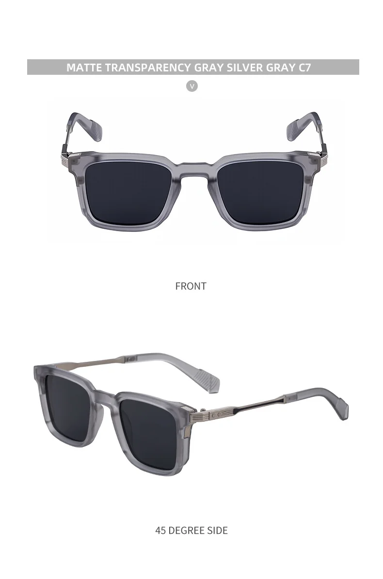 Black Zinc Alloy New Fashion Men's Square Sunglasses with Zinc Alloy Temples - Outdoor UV Protection Shades - Details 24