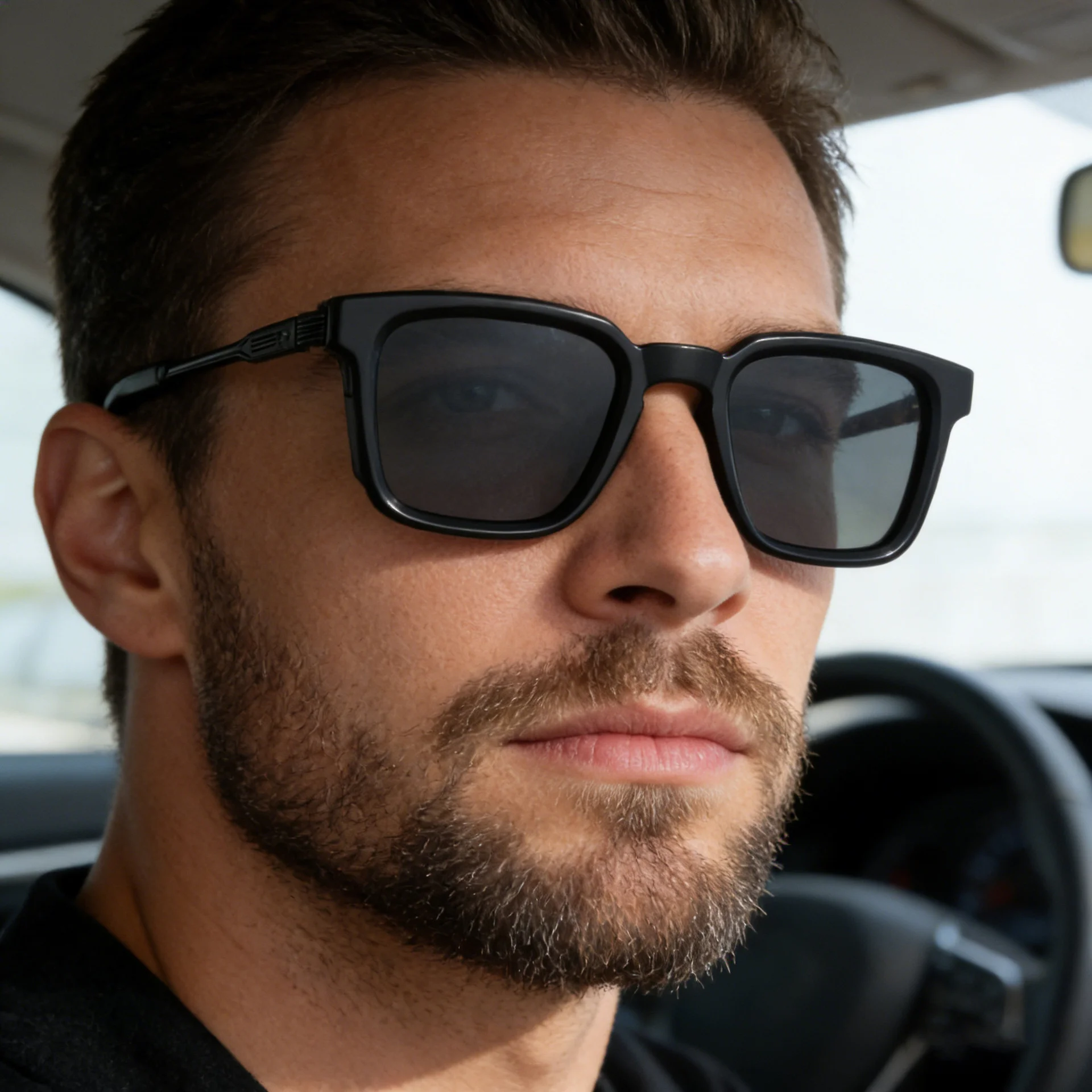 Black Zinc Alloy New Fashion Men's Square Polarized Sunglasses - Unique Outdoor Trendy UV Protection Shades - Details 2