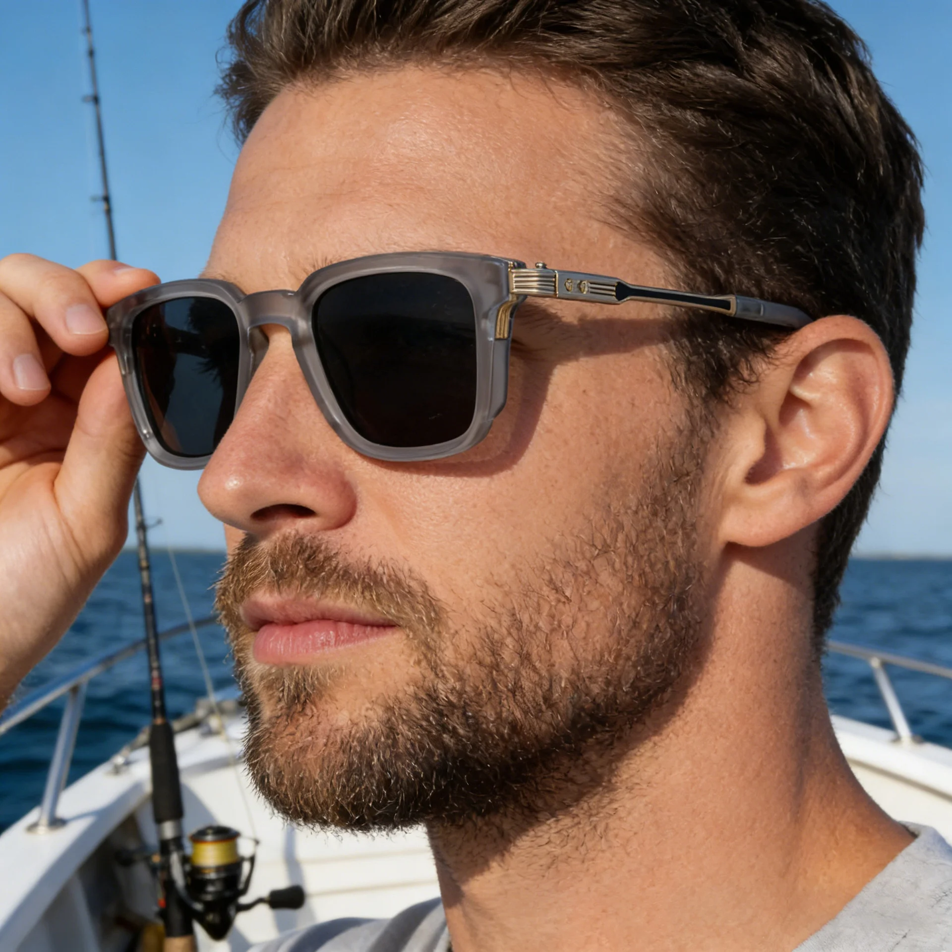 Black Zinc Alloy New Fashion Men's Square Polarized Sunglasses - Unique Outdoor Trendy UV Protection Shades - Details 3