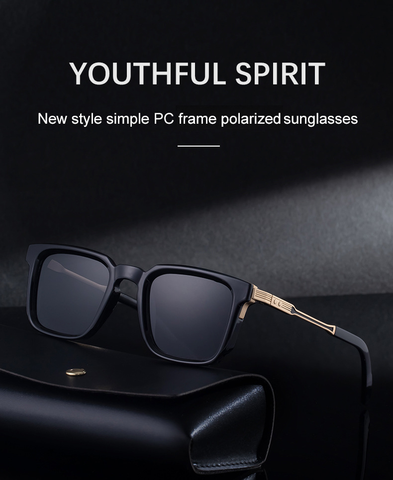 Black Zinc Alloy New Fashion Men's Square Polarized Sunglasses - Unique Outdoor Trendy UV Protection Shades - Details 5