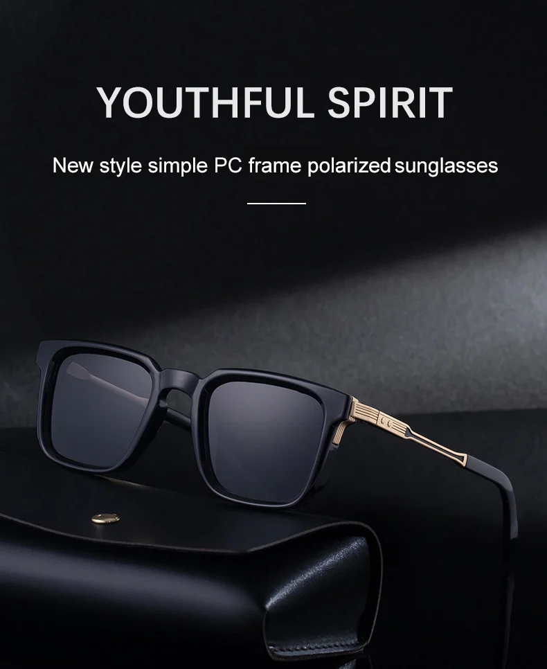 Black Zinc Alloy New Fashion Men's Square Polarized Sunglasses - Unique Outdoor Trendy UV Protection Shades - Details 5