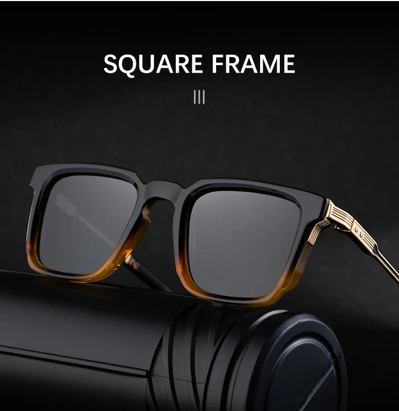 Black Zinc Alloy New Fashion Men's Square Polarized Sunglasses - Unique Outdoor Trendy UV Protection Shades - Details 9