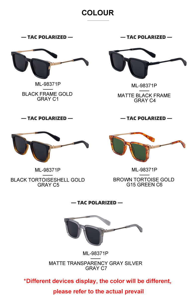 Black Zinc Alloy New Fashion Men's Square Polarized Sunglasses - Unique Outdoor Trendy UV Protection Shades - Details 16