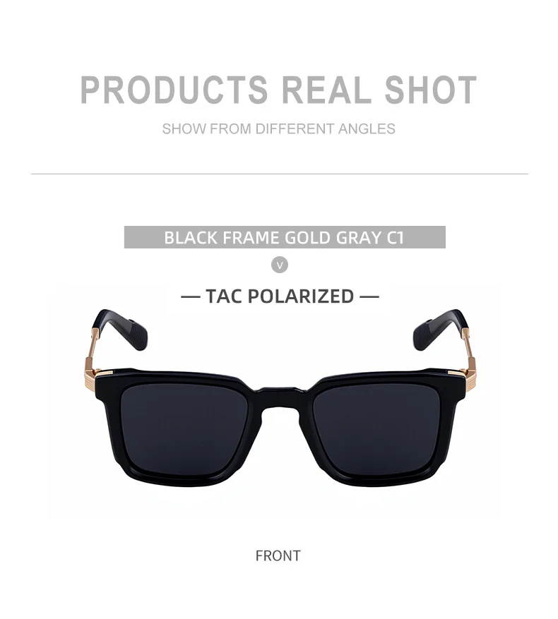 Black Zinc Alloy New Fashion Men's Square Polarized Sunglasses - Unique Outdoor Trendy UV Protection Shades - Details 18