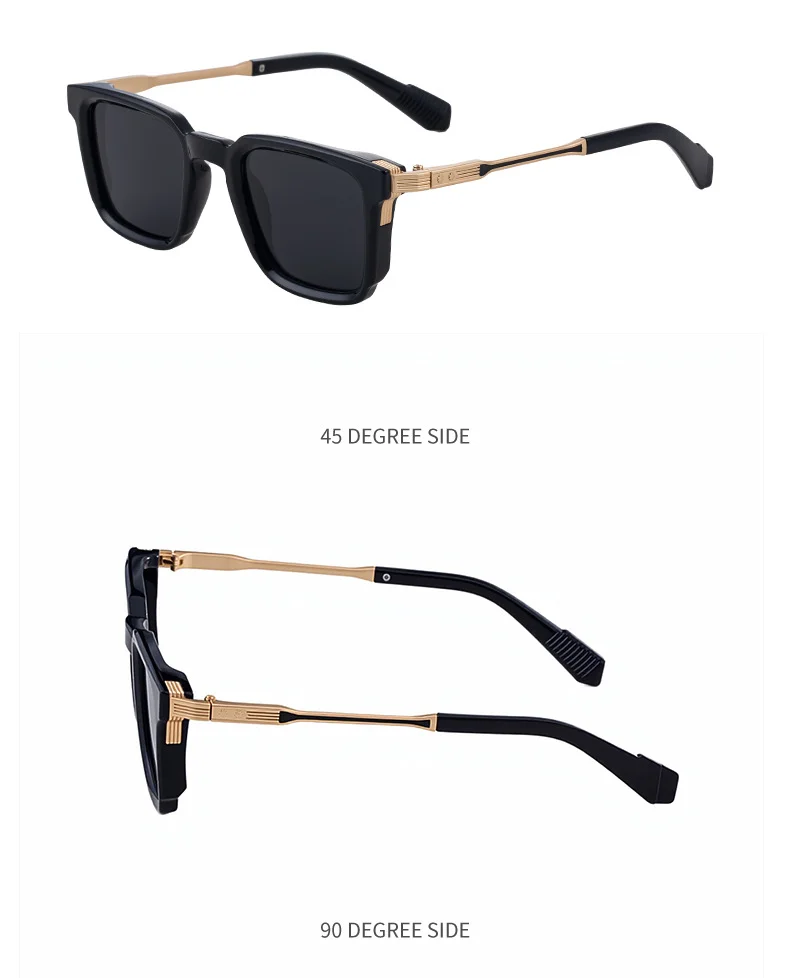 Black Zinc Alloy New Fashion Men's Square Polarized Sunglasses - Unique Outdoor Trendy UV Protection Shades - Details 19
