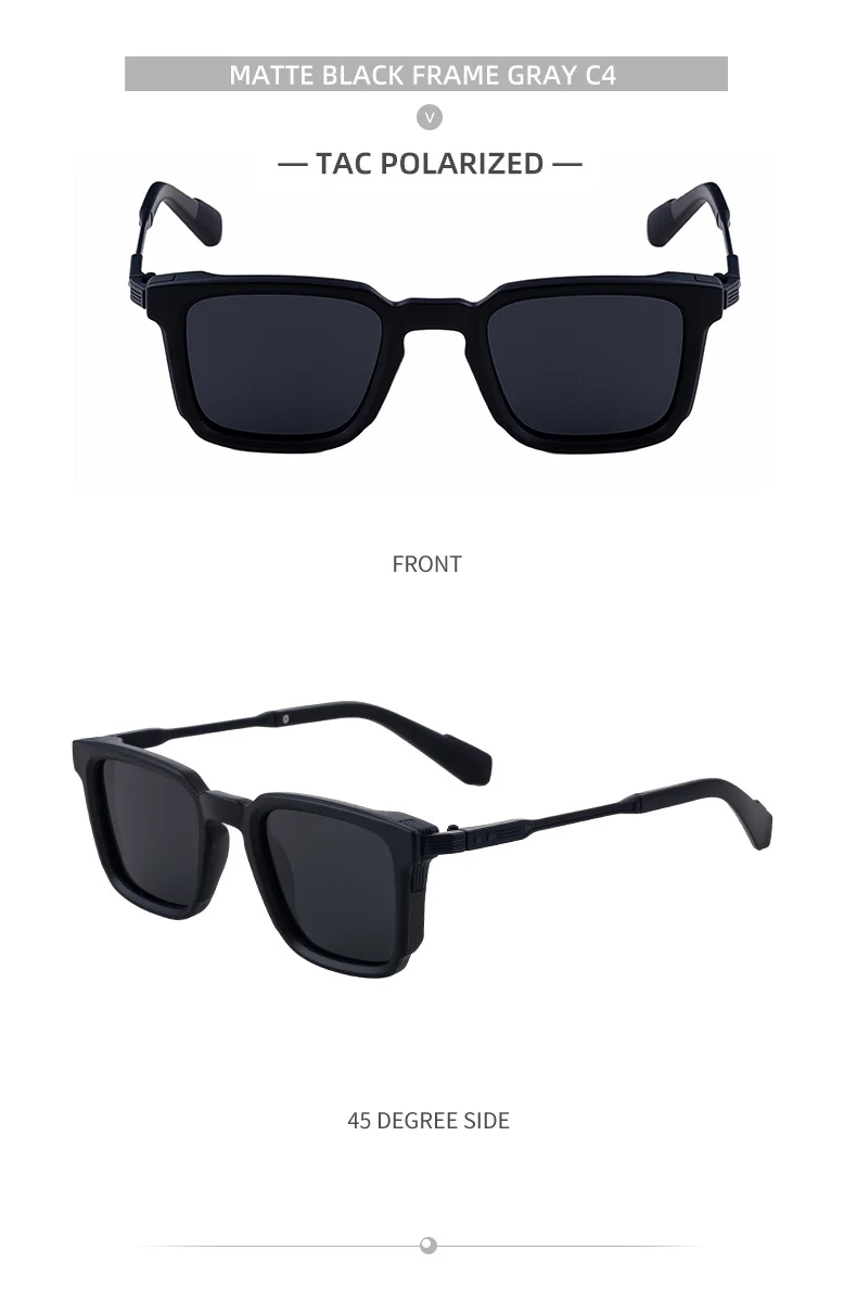 Black Zinc Alloy New Fashion Men's Square Polarized Sunglasses - Unique Outdoor Trendy UV Protection Shades - Details 20