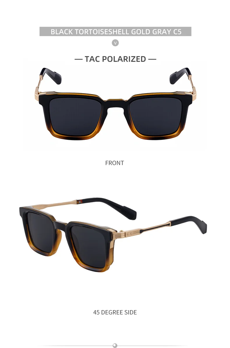 Black Zinc Alloy New Fashion Men's Square Polarized Sunglasses - Unique Outdoor Trendy UV Protection Shades - Details 21