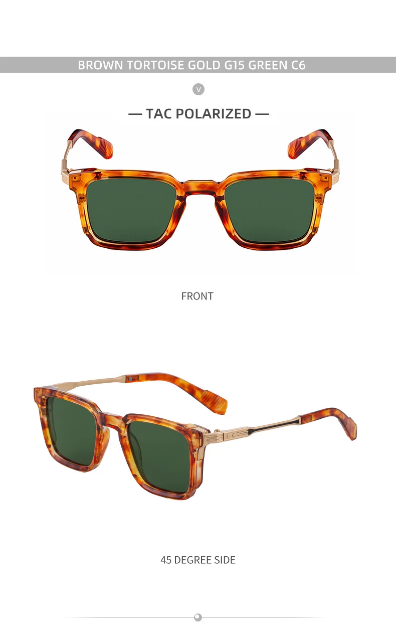 Black Zinc Alloy New Fashion Men's Square Polarized Sunglasses - Unique Outdoor Trendy UV Protection Shades - Details 22
