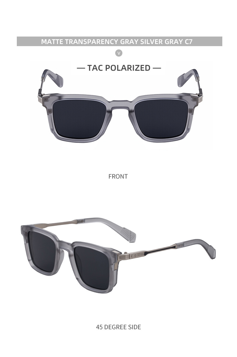 Black Zinc Alloy New Fashion Men's Square Polarized Sunglasses - Unique Outdoor Trendy UV Protection Shades - Details 23