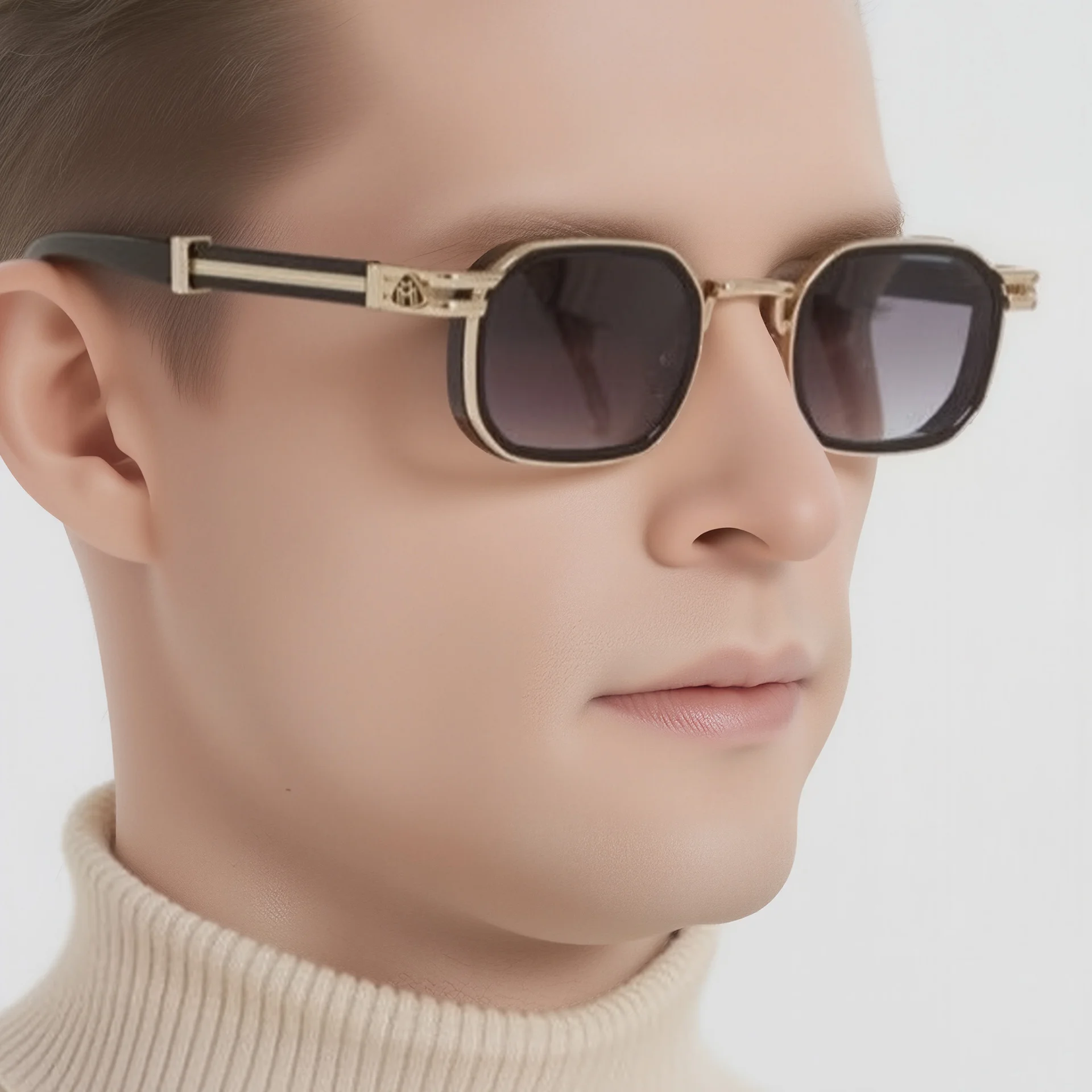 Black Zinc Alloy New Fashion Men's Square Sunglasses - Retro Punk Style Premium UV Protection Shades - Details 1