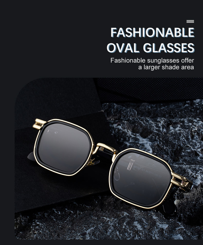 Black Zinc Alloy New Fashion Men's Square Sunglasses - Retro Punk Style Premium UV Protection Shades - Details 5