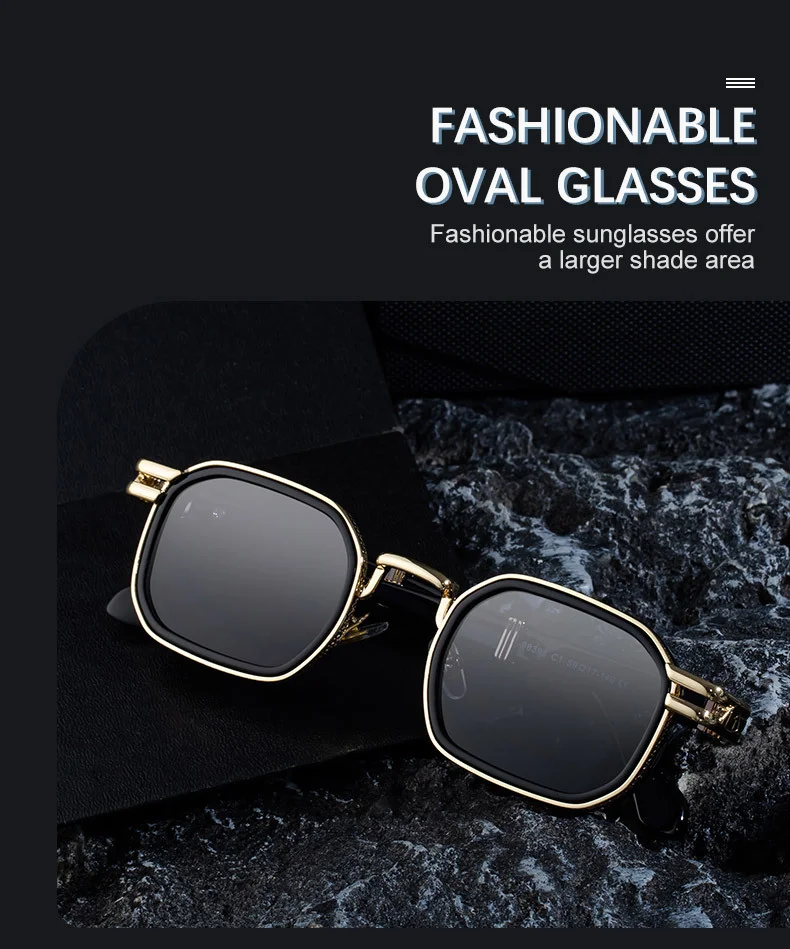 Black Zinc Alloy New Fashion Men's Square Sunglasses - Retro Punk Style Premium UV Protection Shades - Details 5