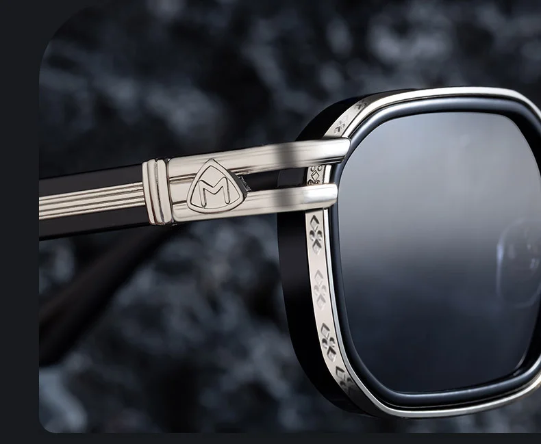 Black Zinc Alloy New Fashion Men's Square Sunglasses - Retro Punk Style Premium UV Protection Shades - Details 7