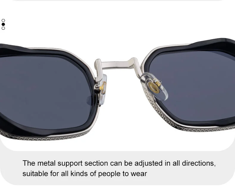 Black Zinc Alloy New Fashion Men's Square Sunglasses - Retro Punk Style Premium UV Protection Shades - Details 12