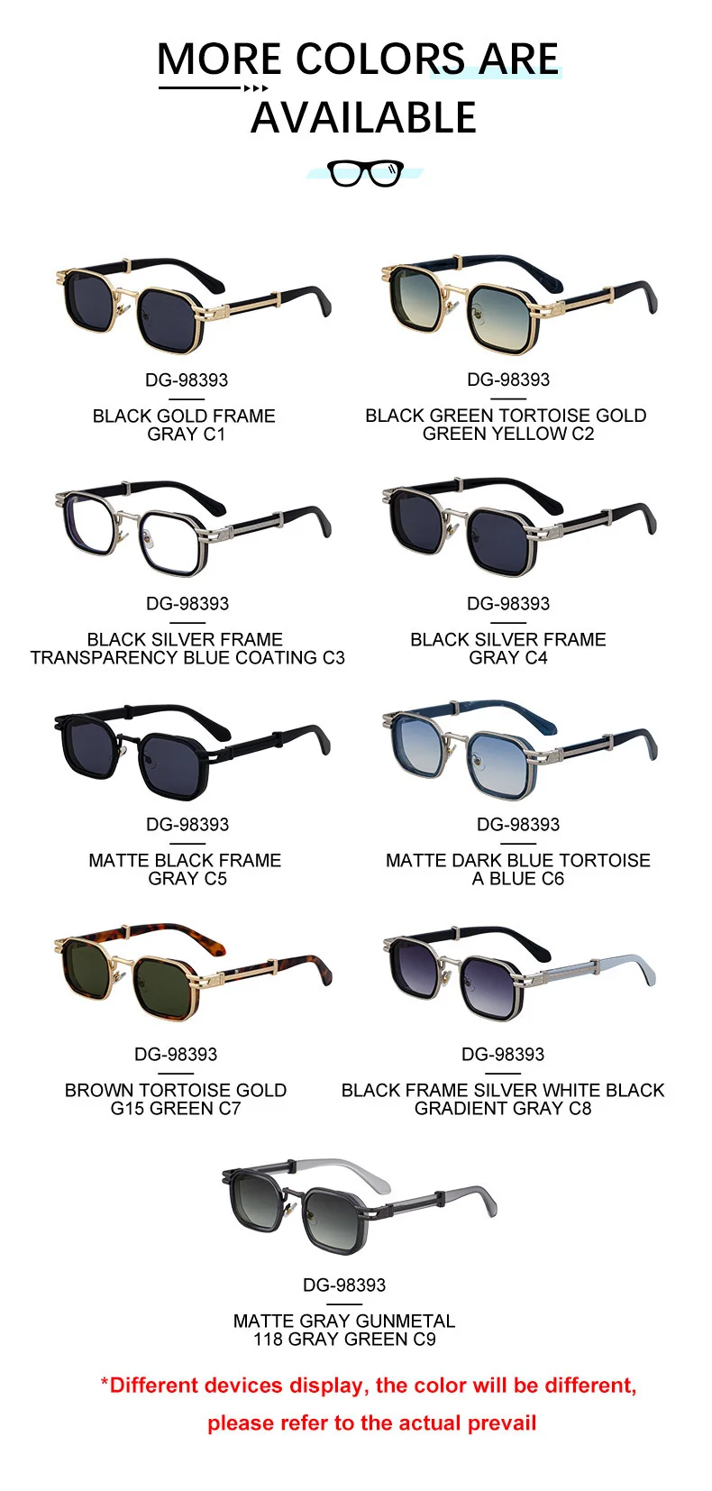Black Zinc Alloy New Fashion Men's Square Sunglasses - Retro Punk Style Premium UV Protection Shades - Details 14
