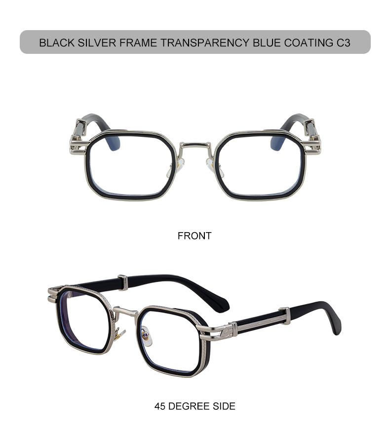 Black Zinc Alloy New Fashion Men's Square Sunglasses - Retro Punk Style Premium UV Protection Shades - Details 18