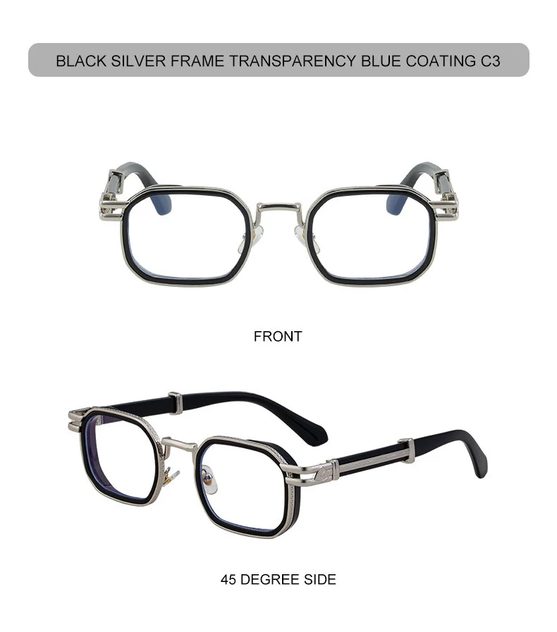Black Zinc Alloy New Fashion Men's Square Sunglasses - Retro Punk Style Premium UV Protection Shades - Details 18