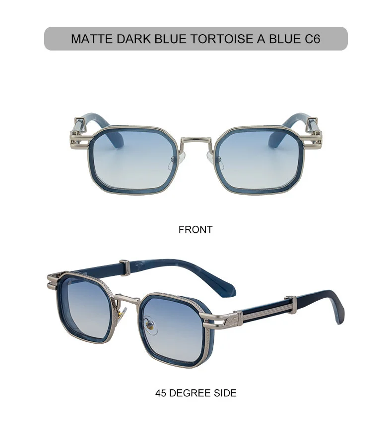 Black Zinc Alloy New Fashion Men's Square Sunglasses - Retro Punk Style Premium UV Protection Shades - Details 21