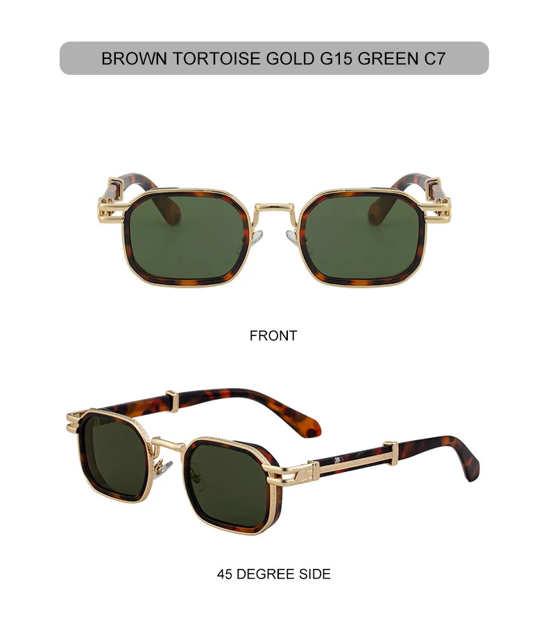 Black Zinc Alloy New Fashion Men's Square Sunglasses - Retro Punk Style Premium UV Protection Shades - Details 22