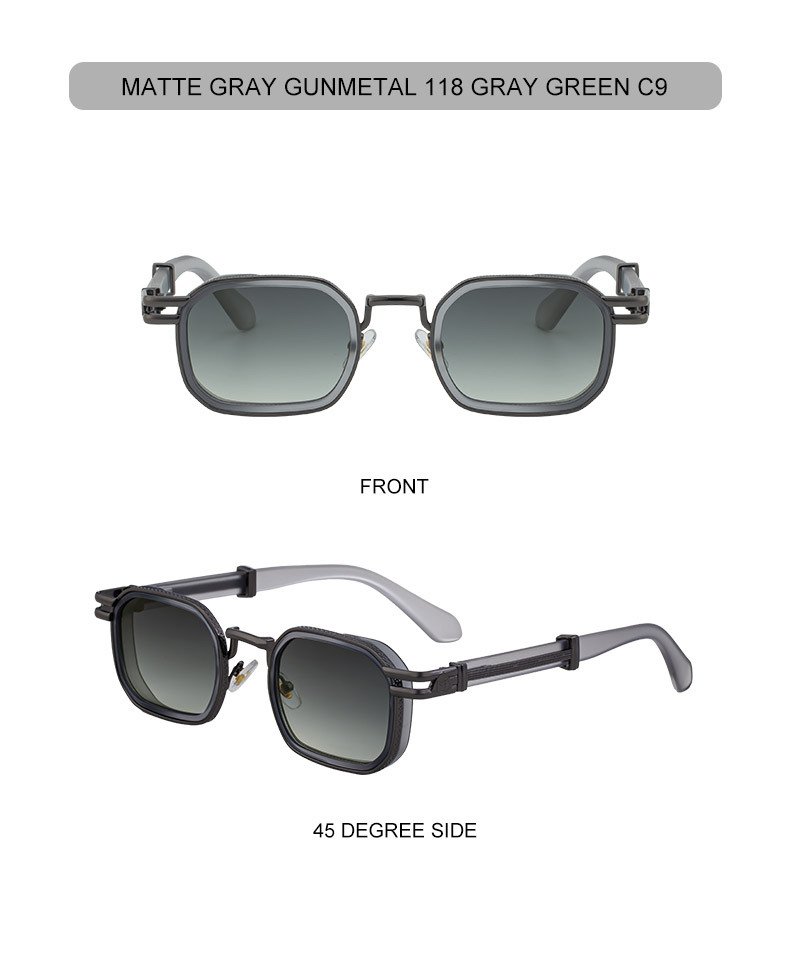 Black Zinc Alloy New Fashion Men's Square Sunglasses - Retro Punk Style Premium UV Protection Shades - Details 24