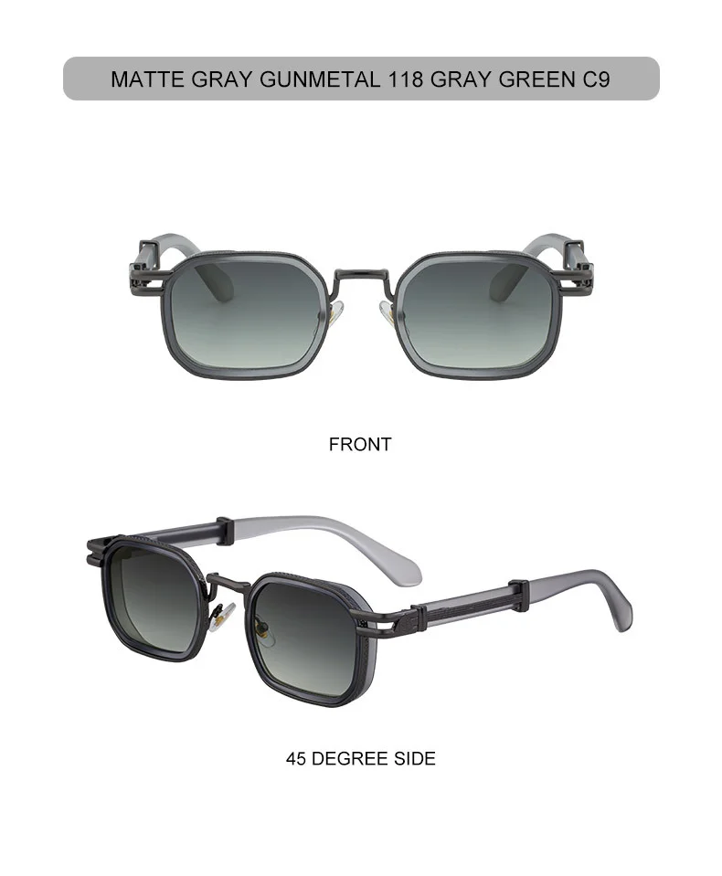 Black Zinc Alloy New Fashion Men's Square Sunglasses - Retro Punk Style Premium UV Protection Shades - Details 24