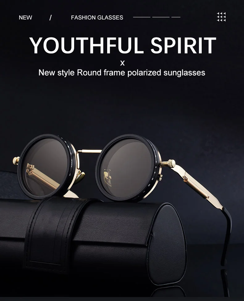 Black Metal Women's ND9 Adjustable Polarized Sunglasses – Variable Tint Retro Fishing & Driving Glasses with UV400 Anti-Glare Protection - Details 1