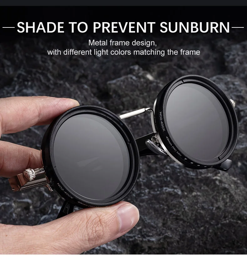 Black Metal Women's ND9 Adjustable Polarized Sunglasses – Variable Tint Retro Fishing & Driving Glasses with UV400 Anti-Glare Protection - Details 5