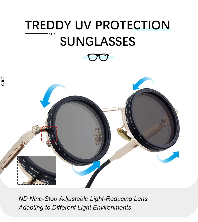 Black Metal Women's ND9 Adjustable Polarized Sunglasses – Variable Tint Retro Fishing & Driving Glasses with UV400 Anti-Glare Protection - Details 9
