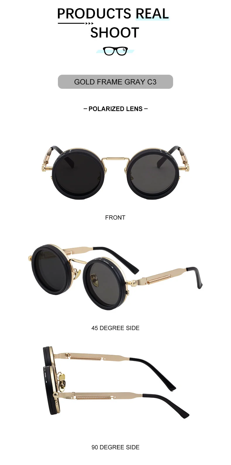 Black Metal Women's ND9 Adjustable Polarized Sunglasses – Variable Tint Retro Fishing & Driving Glasses with UV400 Anti-Glare Protection - Details 15
