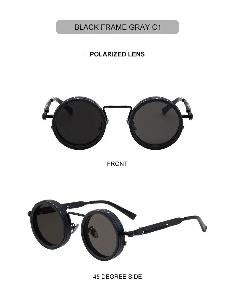 Black Metal Women's ND9 Adjustable Polarized Sunglasses – Variable Tint Retro Fishing & Driving Glasses with UV400 Anti-Glare Protection - Details 16
