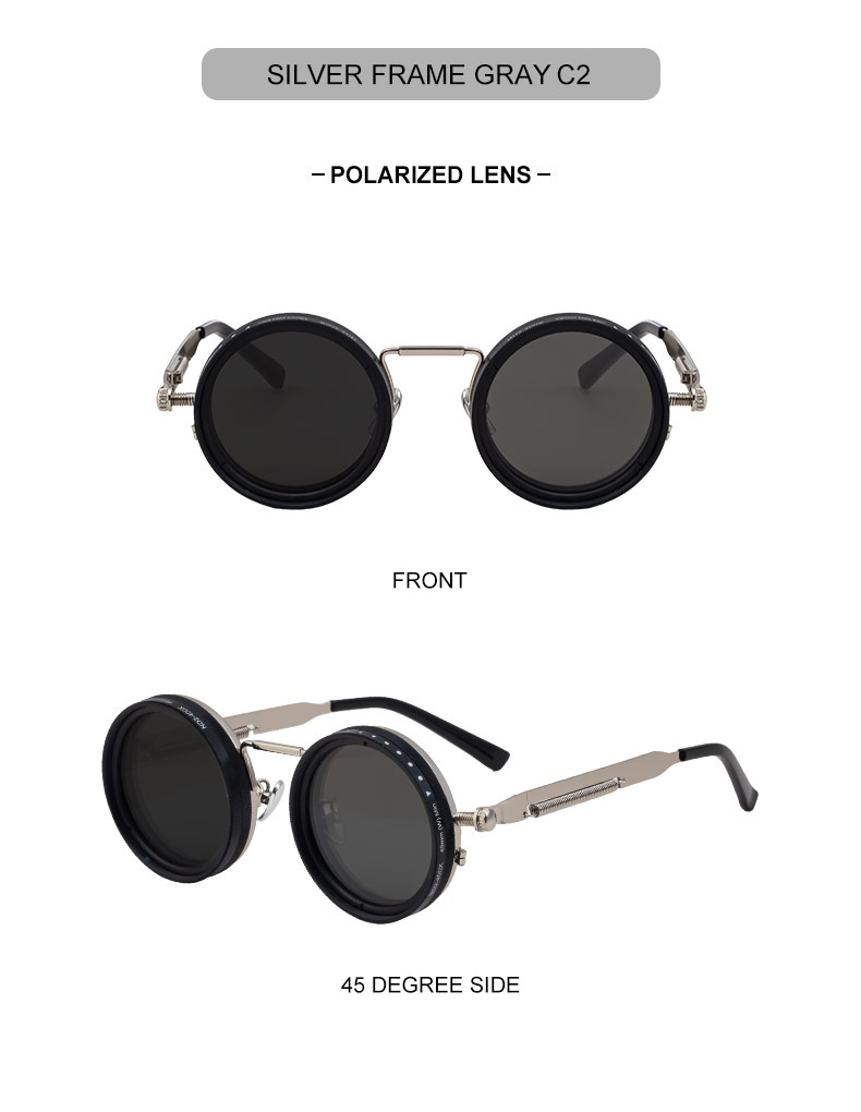 Black Metal Women's ND9 Adjustable Polarized Sunglasses – Variable Tint Retro Fishing & Driving Glasses with UV400 Anti-Glare Protection - Details 17