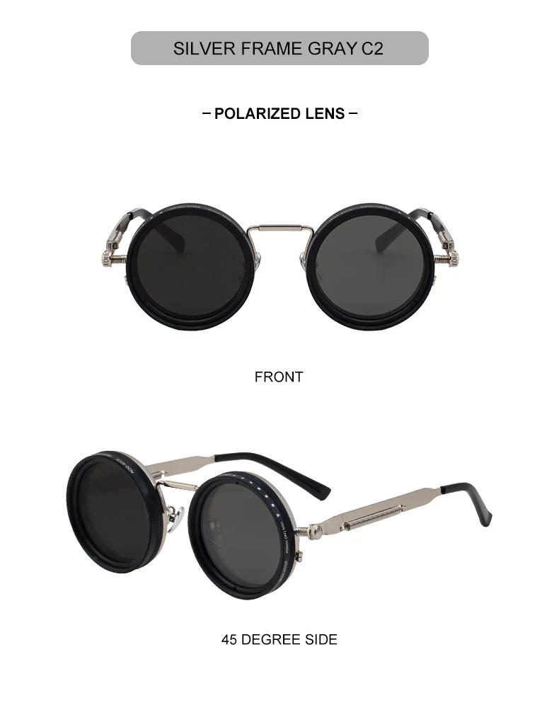Black Metal Women's ND9 Adjustable Polarized Sunglasses – Variable Tint Retro Fishing & Driving Glasses with UV400 Anti-Glare Protection - Details 17