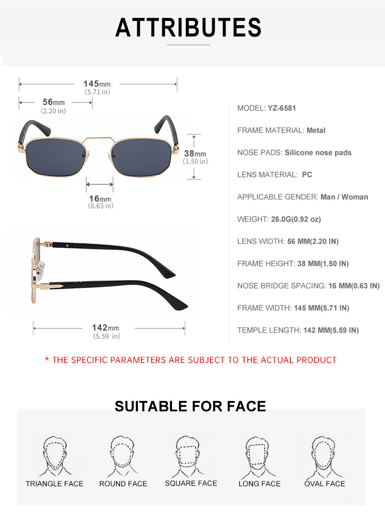 New Unisex Retro Square Sunglasses with Metal Frame – Trendy Fashion UV400 Sun Glasses for Men & Women Details and Specifications