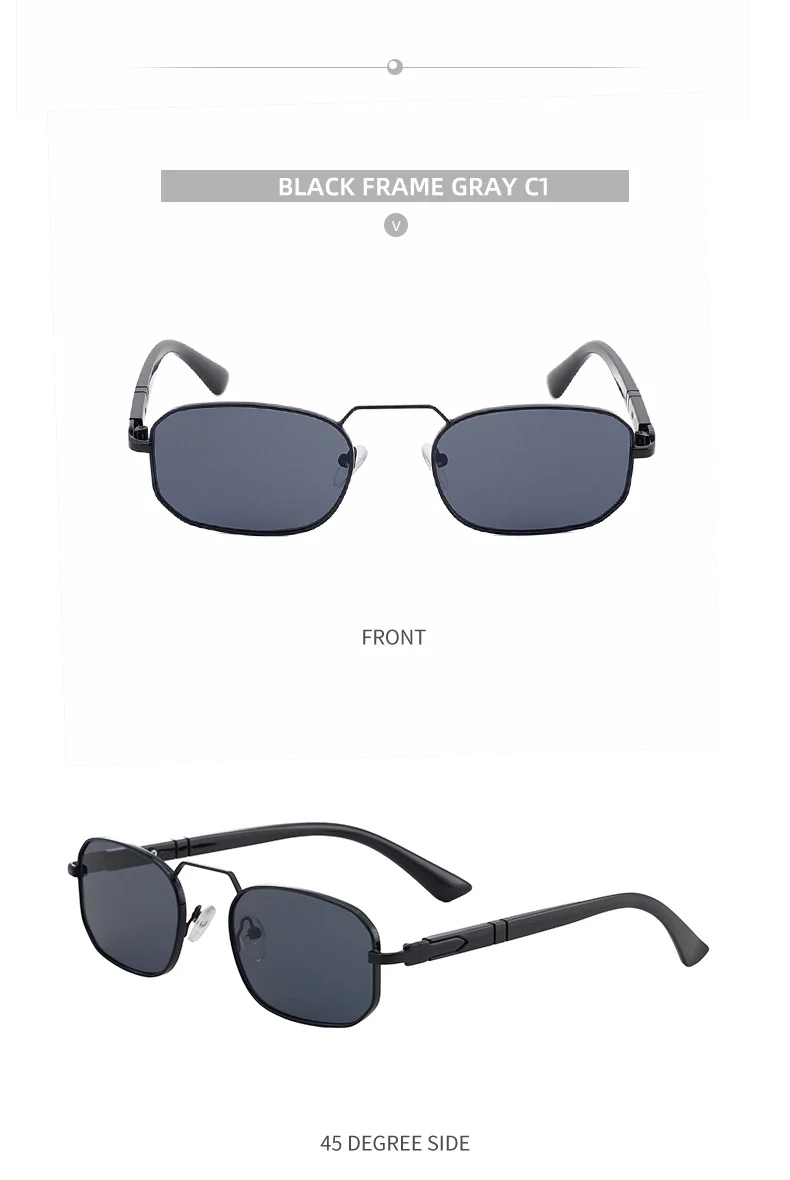Black Metal New Unisex Retro Square Sunglasses with Metal Frame – Trendy Fashion UV400 Sun Glasses for Men & Women - Details 17