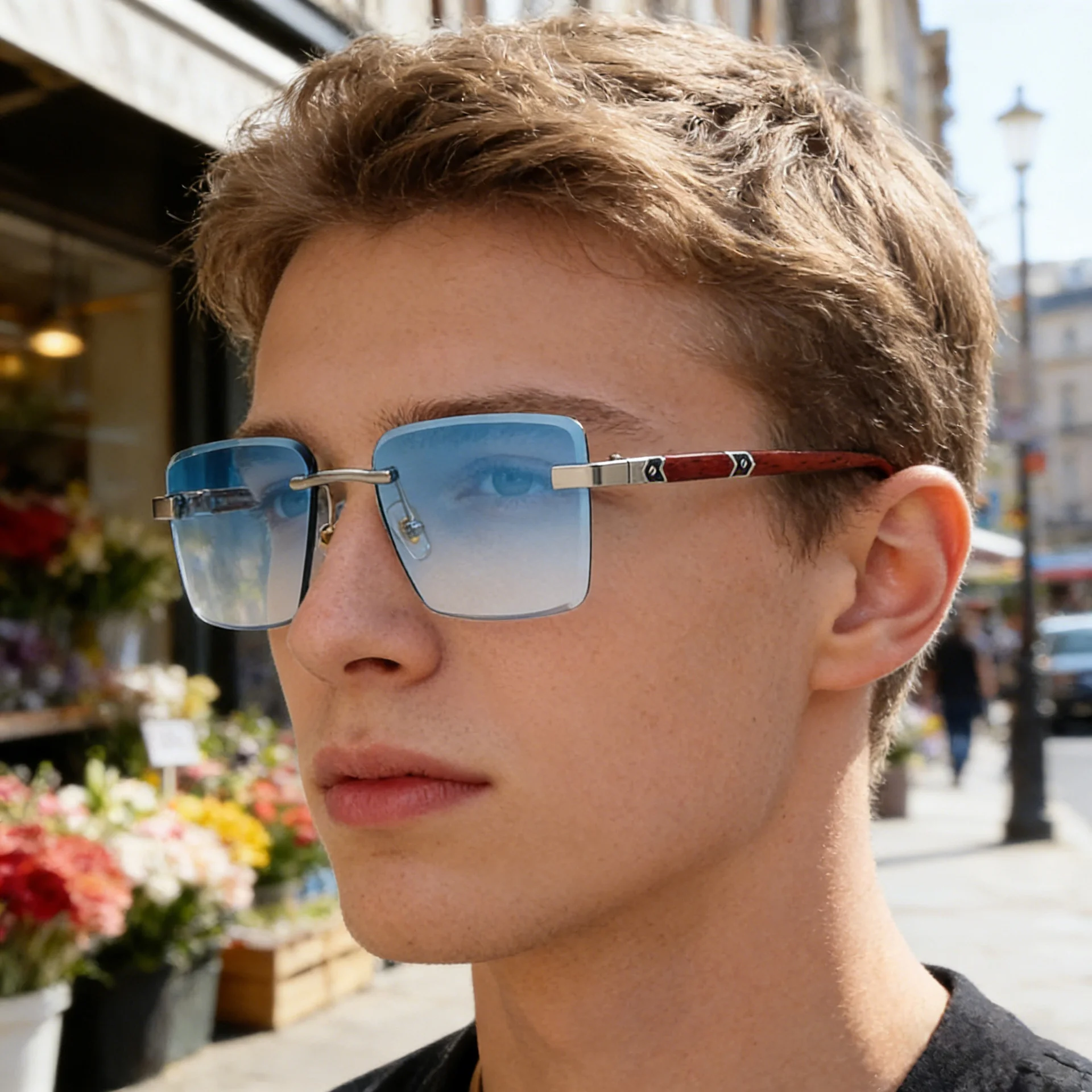 Black PC New Fashion Square Photochromic Sunglasses – Unique Trendy UV400 Outdoor Sun Glasses with Variable Tint - Details 2