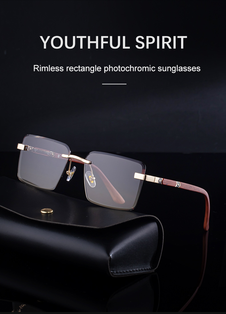 Black PC New Fashion Square Photochromic Sunglasses – Unique Trendy UV400 Outdoor Sun Glasses with Variable Tint - Details 5