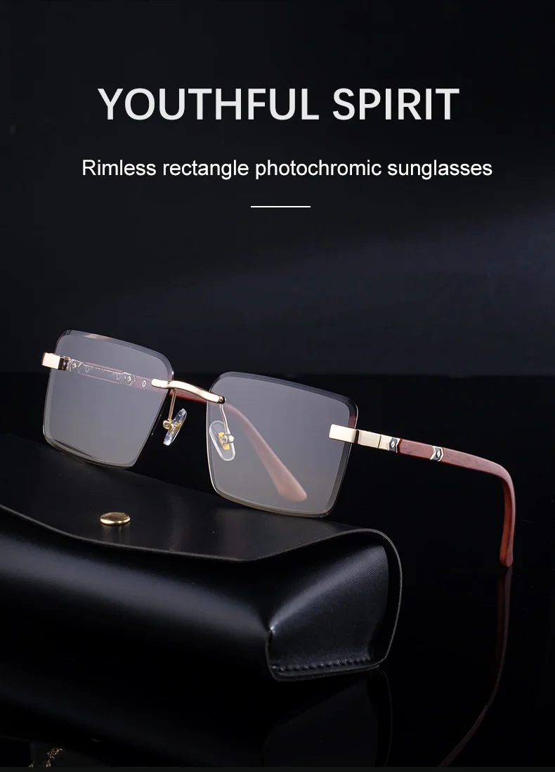 Black PC New Fashion Square Photochromic Sunglasses – Unique Trendy UV400 Outdoor Sun Glasses with Variable Tint - Details 5