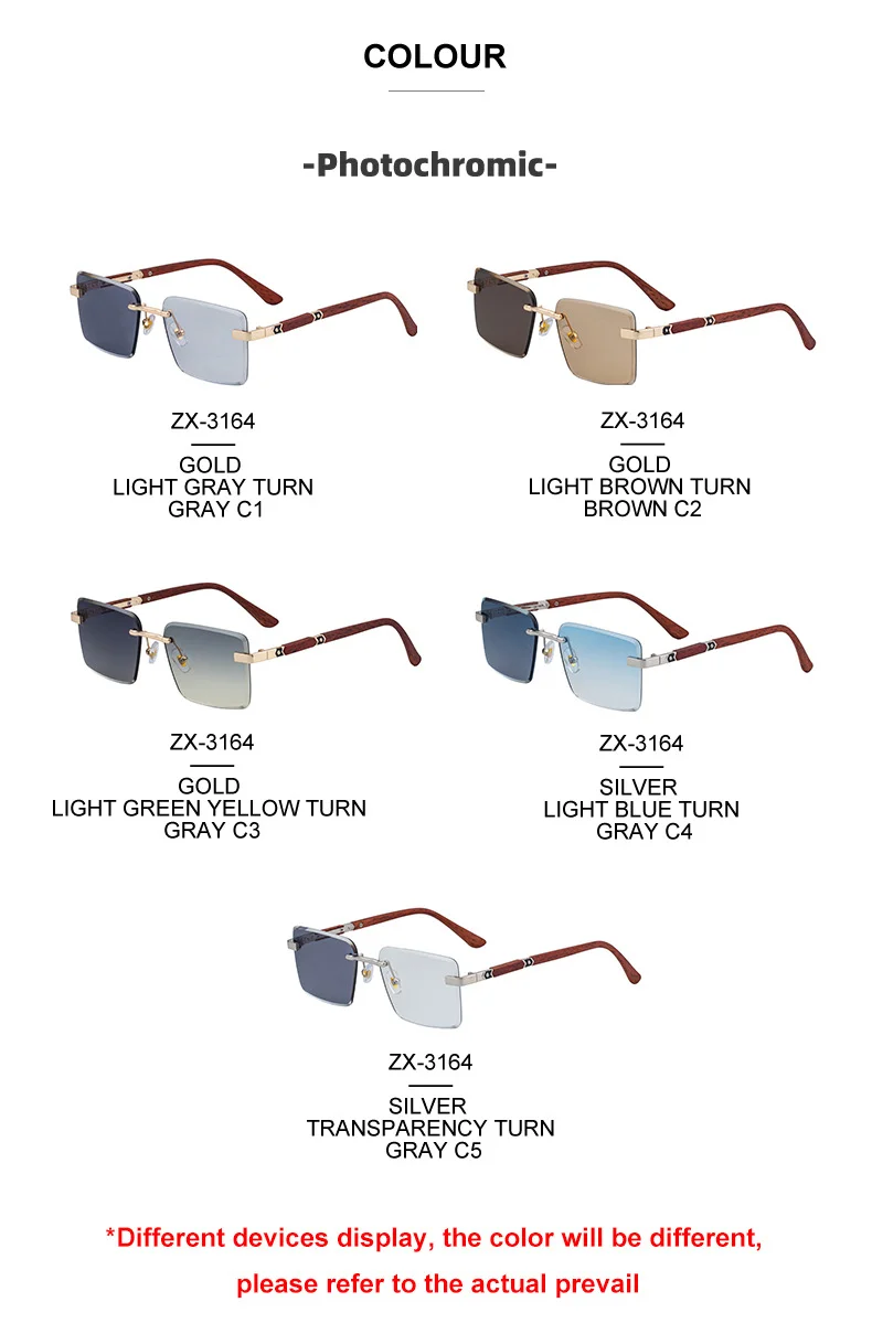 Black PC New Fashion Square Photochromic Sunglasses – Unique Trendy UV400 Outdoor Sun Glasses with Variable Tint - Details 19