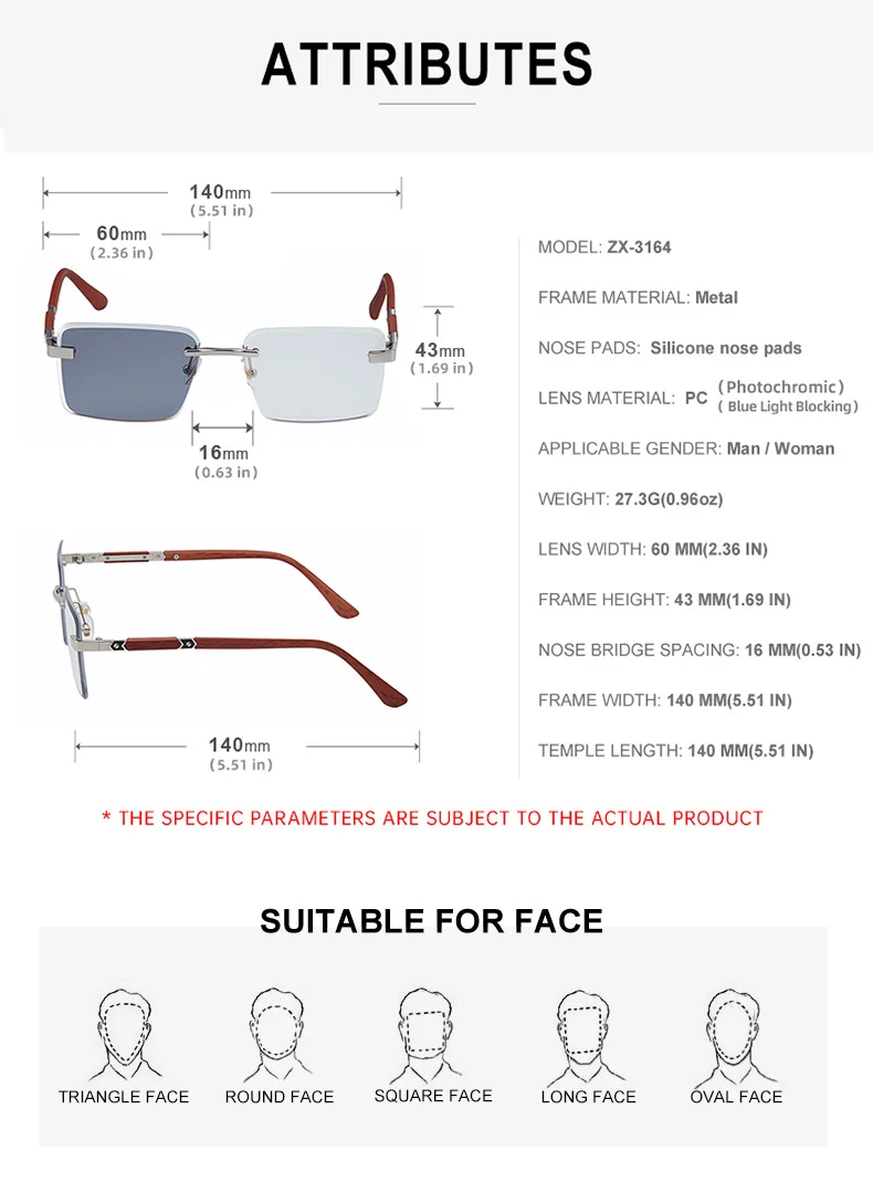 Black PC New Fashion Square Photochromic Sunglasses – Unique Trendy UV400 Outdoor Sun Glasses with Variable Tint - Details 20