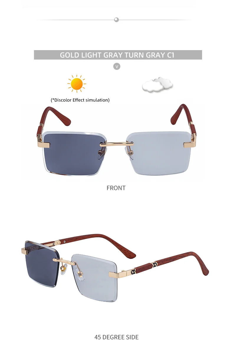 Black PC New Fashion Square Photochromic Sunglasses – Unique Trendy UV400 Outdoor Sun Glasses with Variable Tint - Details 23