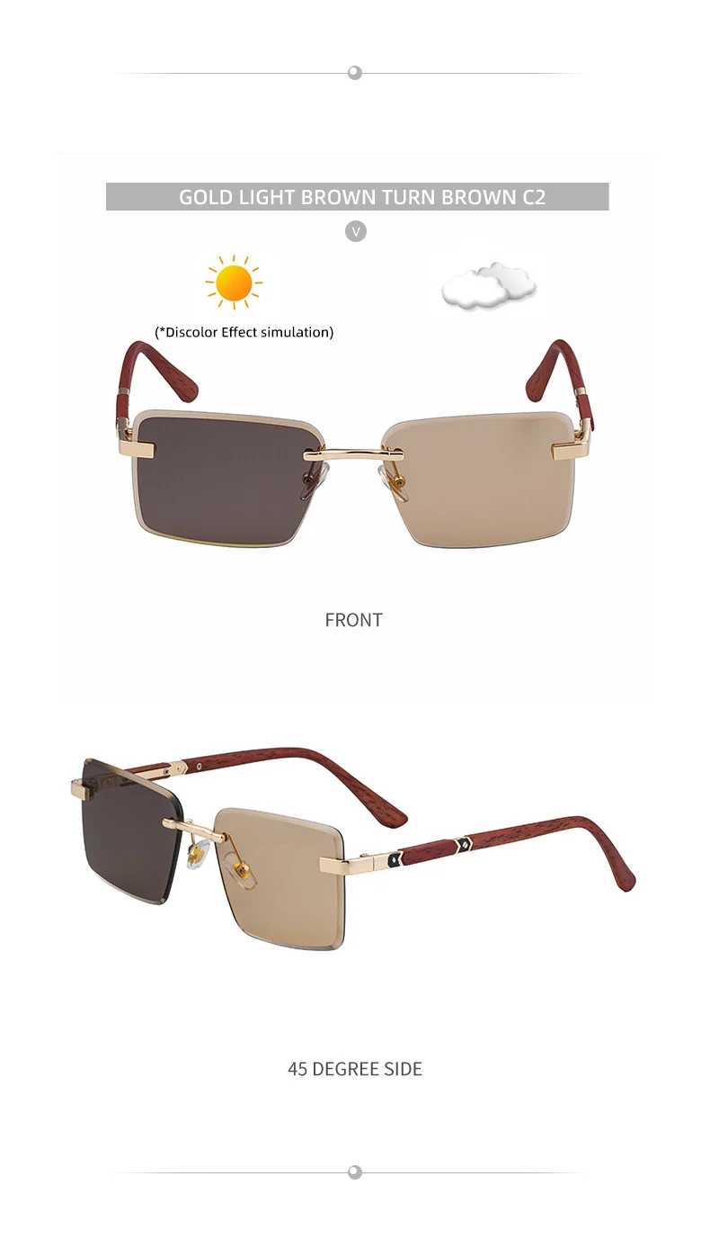 Black PC New Fashion Square Photochromic Sunglasses – Unique Trendy UV400 Outdoor Sun Glasses with Variable Tint - Details 24