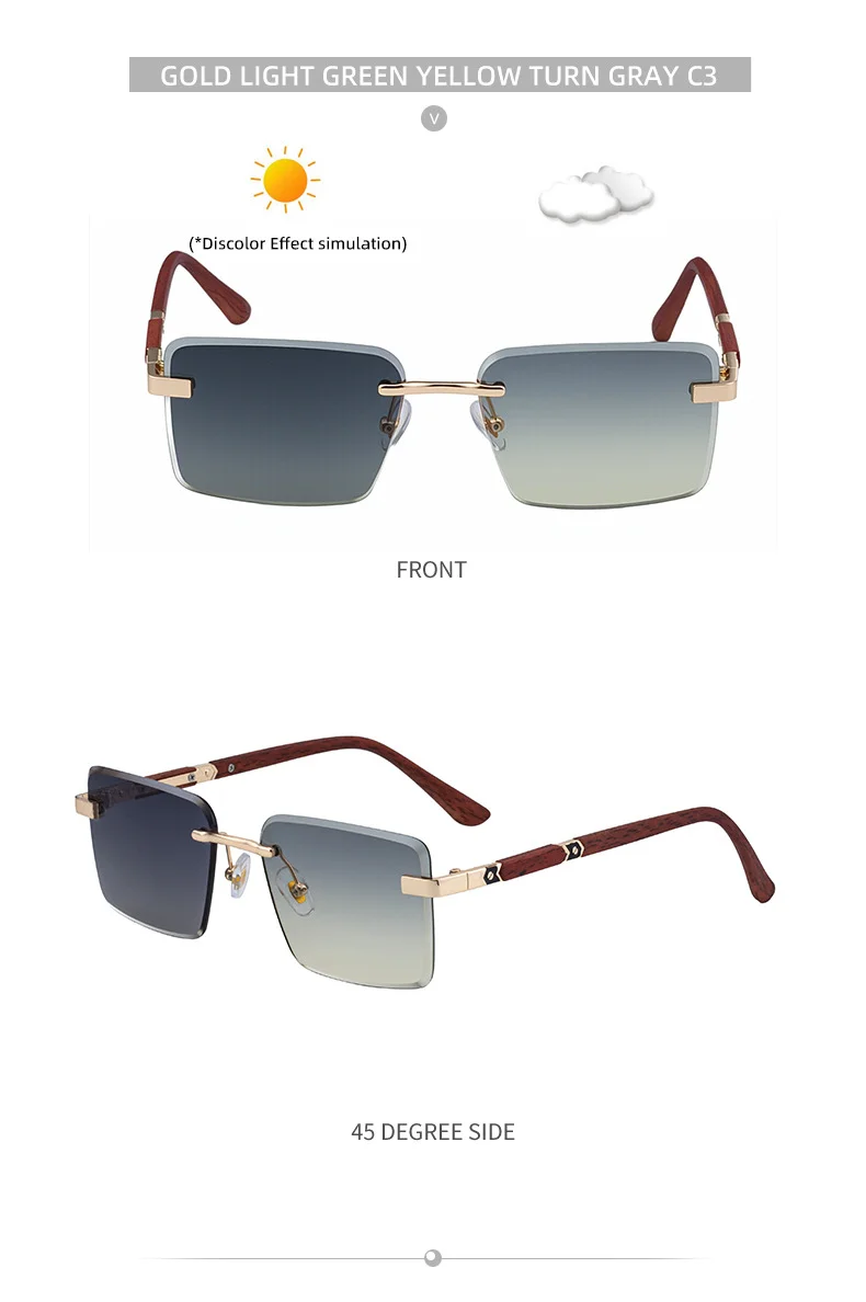 Black PC New Fashion Square Photochromic Sunglasses – Unique Trendy UV400 Outdoor Sun Glasses with Variable Tint - Details 25