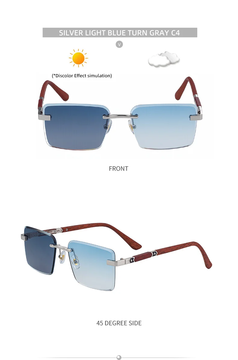 Black PC New Fashion Square Photochromic Sunglasses – Unique Trendy UV400 Outdoor Sun Glasses with Variable Tint - Details 26