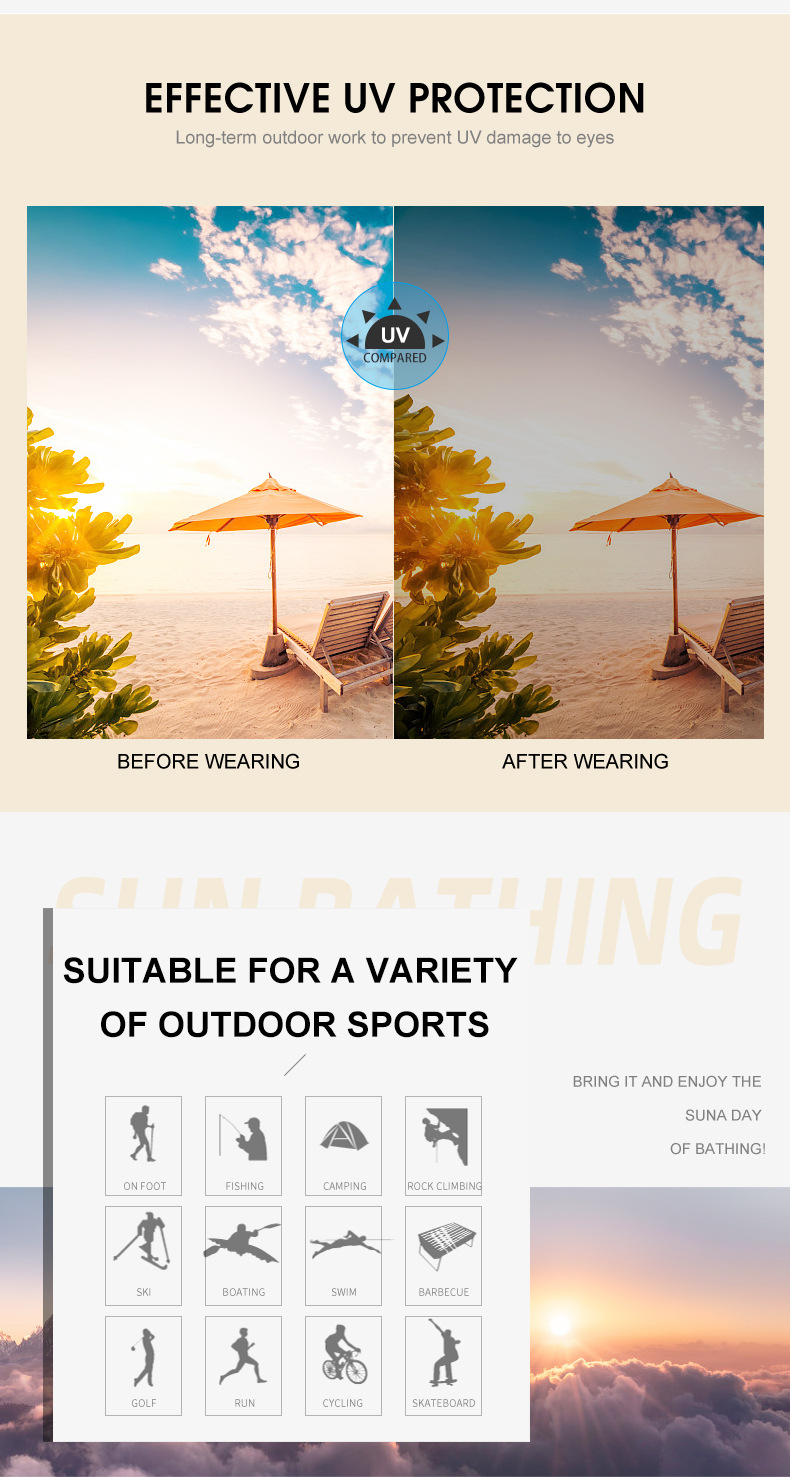 New Fashion Square Photochromic Sunglasses – Unique Trendy UV400 Outdoor Sun Glasses with Variable Tint Details and Specifications