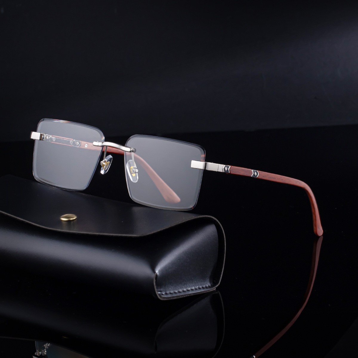 Black PC New Fashion Square Photochromic Sunglasses – Unique Trendy UV400 Outdoor Sun Glasses with Variable Tint - View 2