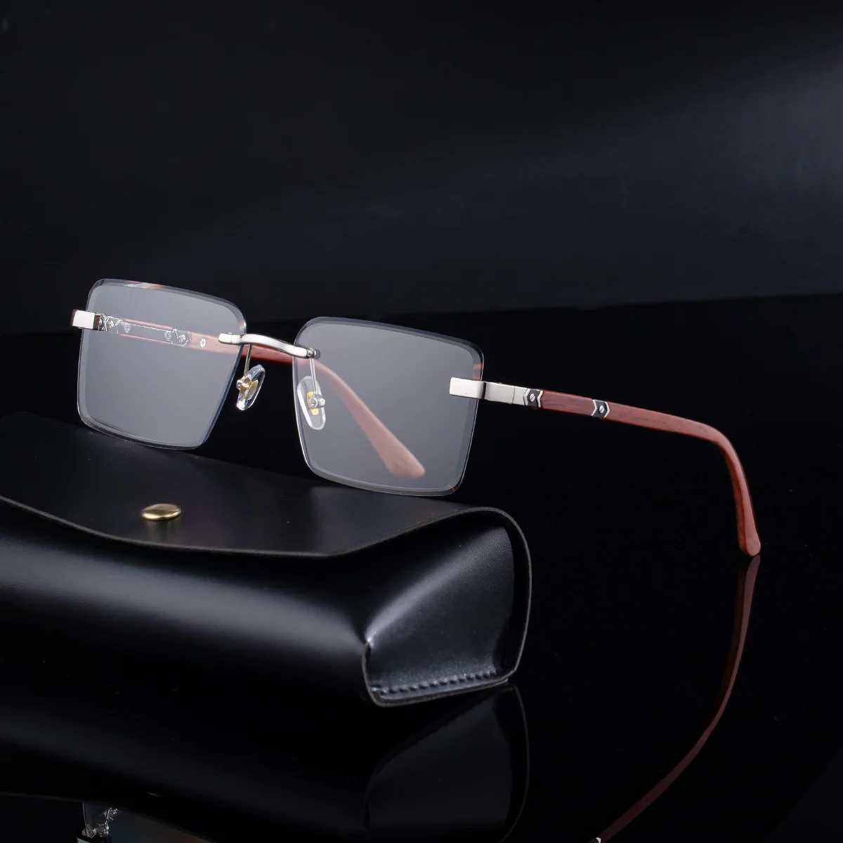 Black PC New Fashion Square Photochromic Sunglasses – Unique Trendy UV400 Outdoor Sun Glasses with Variable Tint - View 2