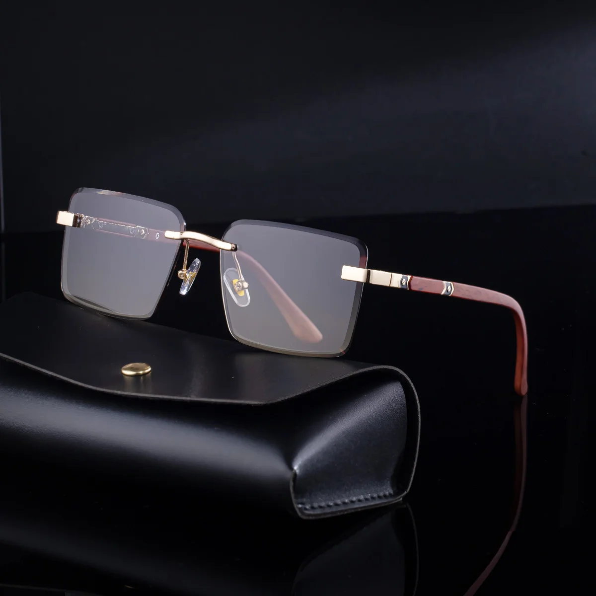 Black PC New Fashion Square Photochromic Sunglasses – Unique Trendy UV400 Outdoor Sun Glasses with Variable Tint - View 3