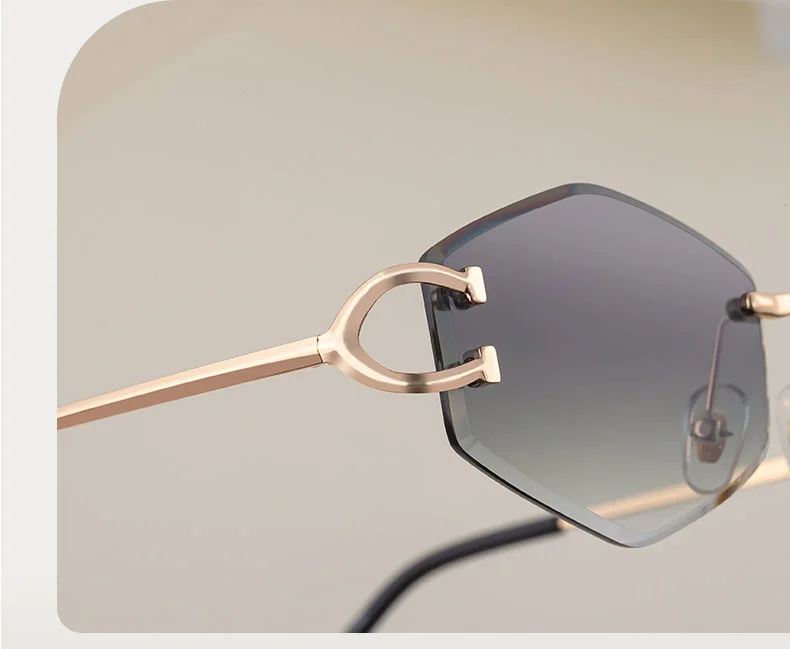 Black PC 2026 New Fashion Rimless Sunglasses for Women – Trendy Metal Temple Street Style UV400 Outdoor Sun Glasses - Details 8