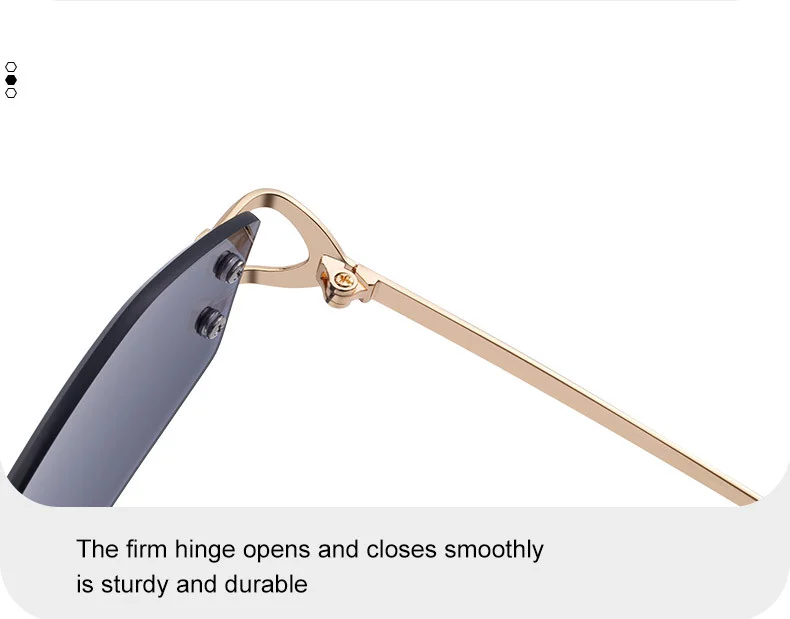 Black PC 2026 New Fashion Rimless Sunglasses for Women – Trendy Metal Temple Street Style UV400 Outdoor Sun Glasses - Details 12